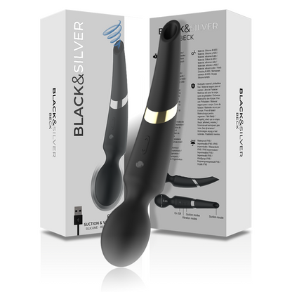 BLACK&SILVER - BECK RECHARGEABLE SILICONE MASSAGER AND SUCTION BLACK BLACK&SILVER