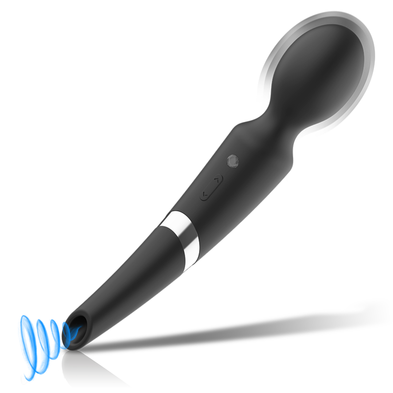 BLACK&SILVER - BECK RECHARGEABLE SILICONE MASSAGER AND SUCTION BLACK BLACK&SILVER