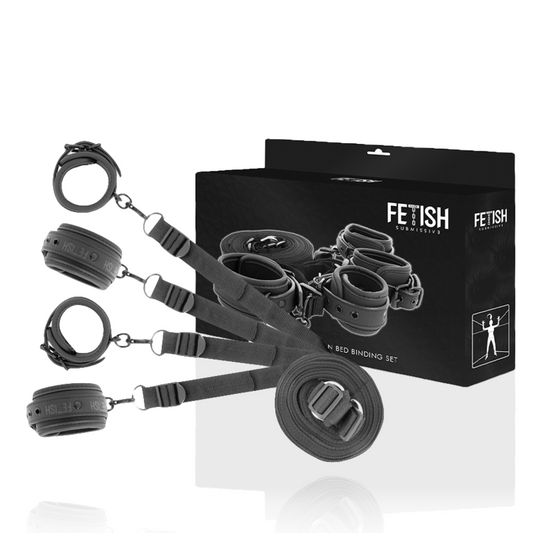FETISH SUBMISSIVE - SET OF HANDCUFFS AND TIES WITH NOPRENE LINING FETISH SUBMISSIVE BONDAGE