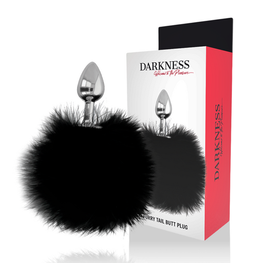 DARKNESS - EXTRA ANAL BUTTPLUG WITH TAIL BLACK 7 CM - ToysByMonk