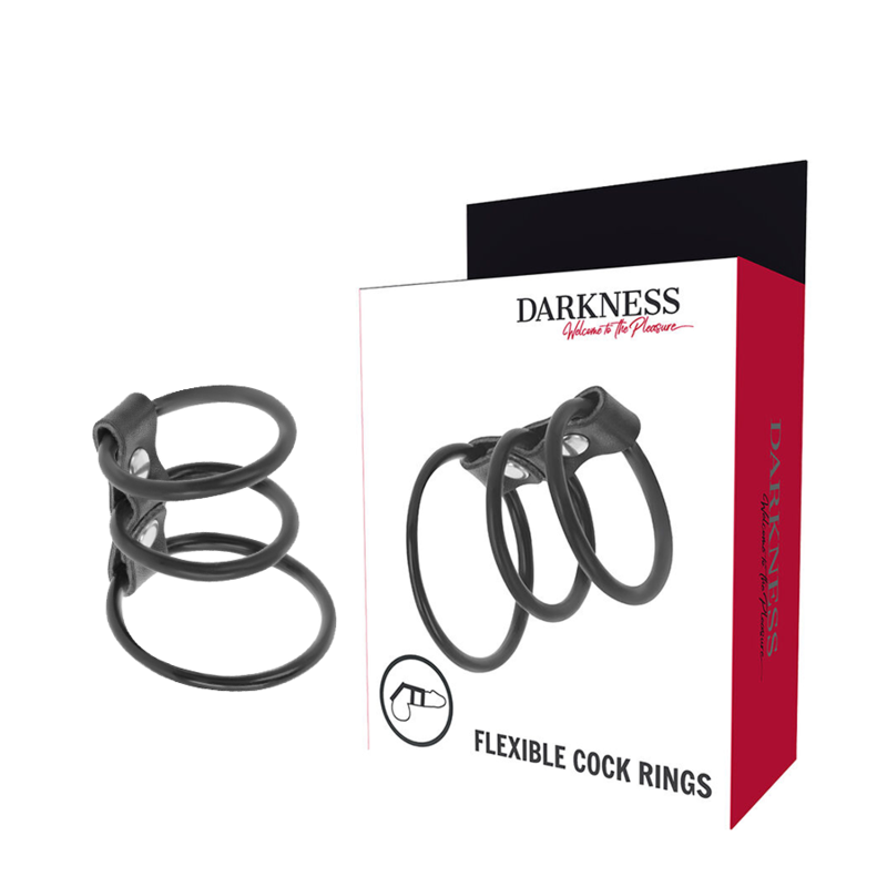 DARKNESS - SET OF 3 FLEXIBLE PENIS RINGS DARKNESS BONDAGE