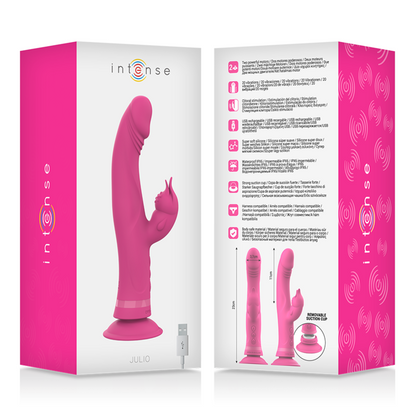 INTENSE - JULIO RABBIT VIBRATOR PINK SILICONE - ToysByMonk