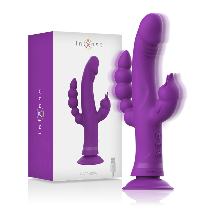 INTENSE - CASANOVA RABBIT SILICONE VIBRATOR TRIPLE MOTOR PURPLE - ToysByMonk