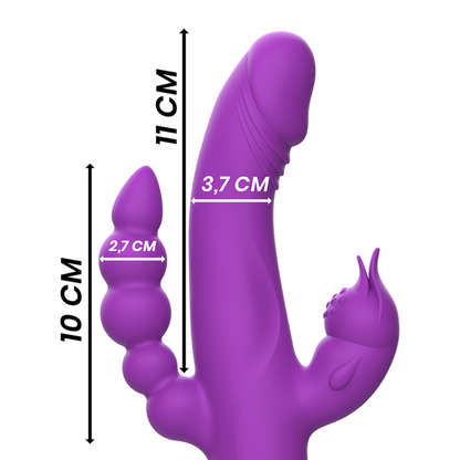 INTENSE - CASANOVA RABBIT SILICONE VIBRATOR TRIPLE MOTOR PURPLE INTENSE FUN