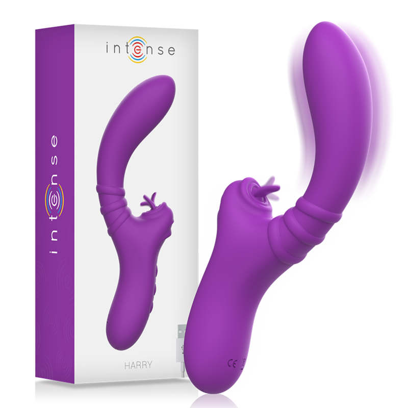 INTENSE - HARRY FLEXIBLE VIBRATOR WITH PURPLE TONGUE - ToysByMonk