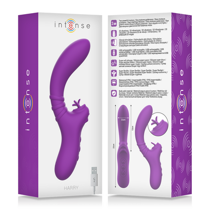 INTENSE - HARRY FLEXIBLE VIBRATOR WITH PURPLE TONGUE - ToysByMonk