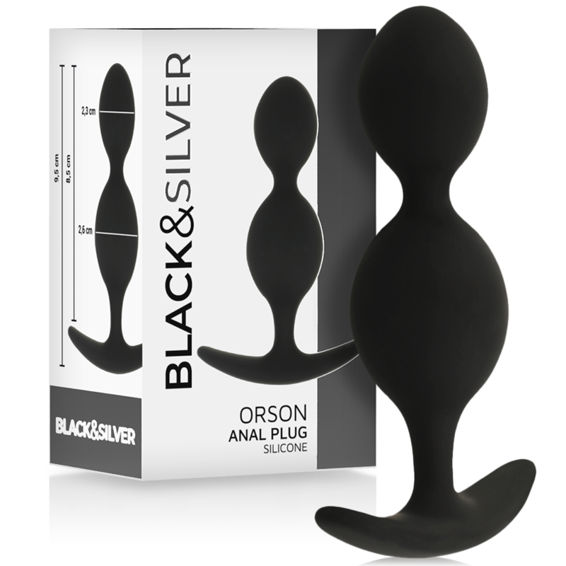 BLACK&SILVER - ORSON PLUG SILICONE 2 ANAL WAVES 9 CM BLACK&SILVER