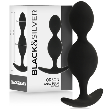 BLACK&SILVER - ORSON PLUG SILICONE 2 ANAL WAVES 9 CM BLACK&SILVER