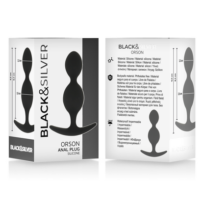 BLACK&SILVER - ORSON PLUG SILICONE 2 ANAL WAVES 9 CM BLACK&SILVER