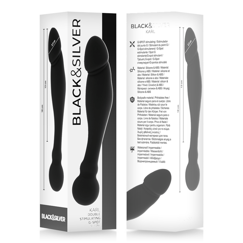 BLACK&SILVER - KARL G-POINT STIMULATING DILDO 18 CM BLACK&SILVER
