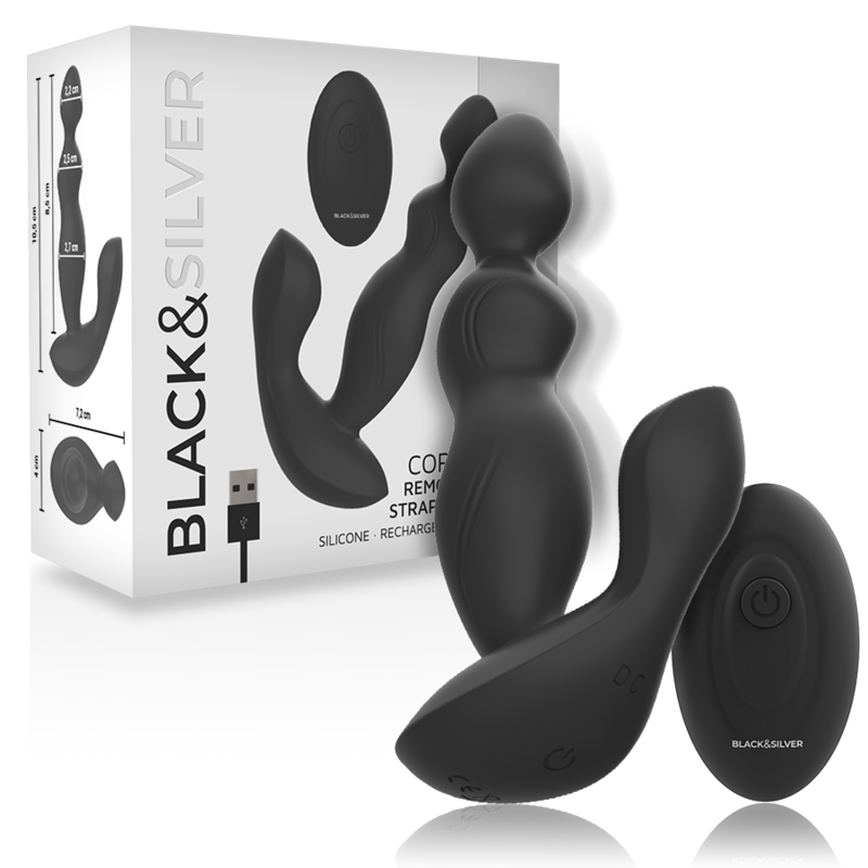 BLACK&SILVER - CORA ANAL PLUG SILICONE REMOTE CONTROL BLACK&SILVER