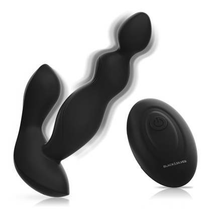 BLACK&SILVER - CORA ANAL PLUG SILICONE REMOTE CONTROL BLACK&SILVER