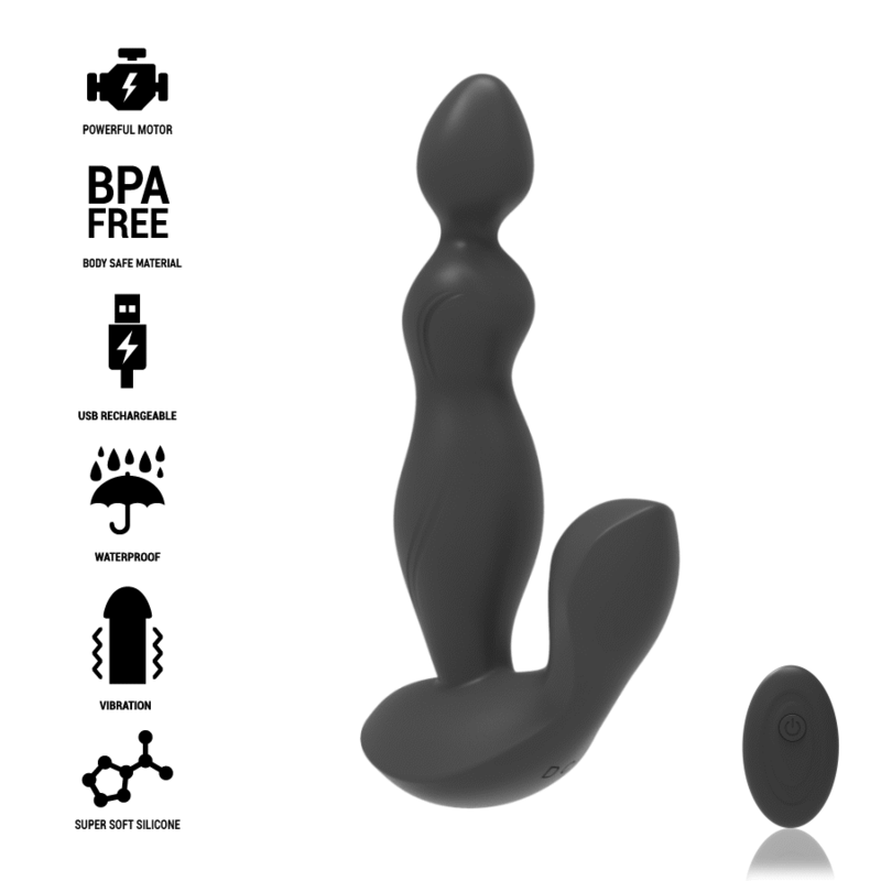 BLACK&SILVER - CORA ANAL PLUG SILICONE REMOTE CONTROL BLACK&SILVER