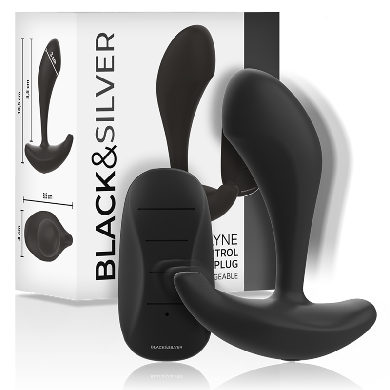 BLACK&SILVER - DWAYNE ANAL PLUG SILICONE REMOTE CONTROL - ToysByMonk