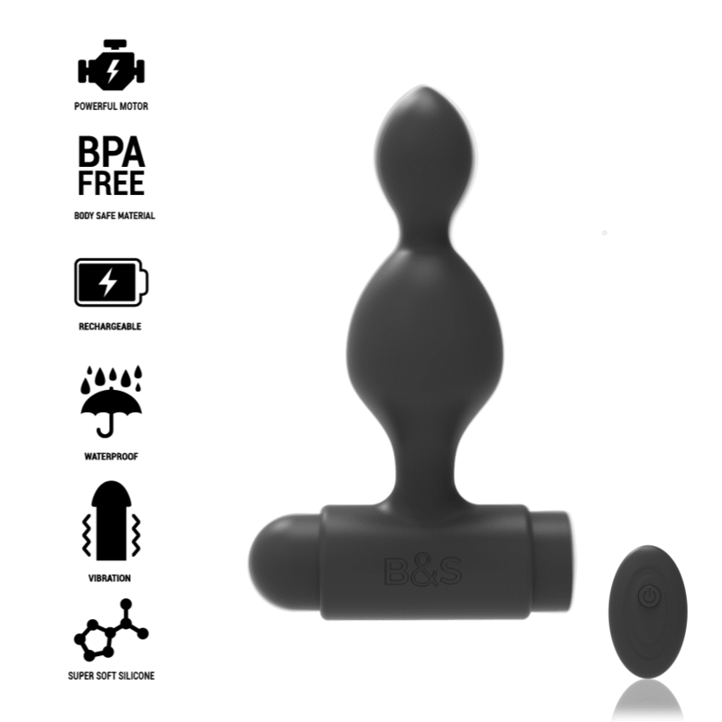BLACK&SILVER - TUCKER SMALL SILICONE ANAL PLUG REMOTE CONTROL - ToysByMonk