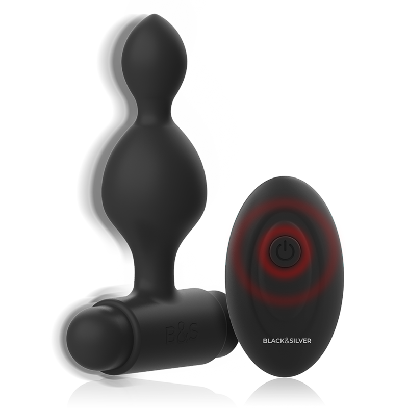BLACK&SILVER - TUCKER SMALL SILICONE ANAL PLUG REMOTE CONTROL - ToysByMonk