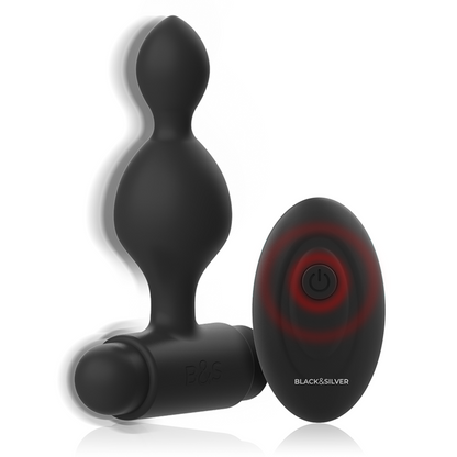 BLACK&SILVER - TUCKER SMALL SILICONE ANAL PLUG REMOTE CONTROL - ToysByMonk