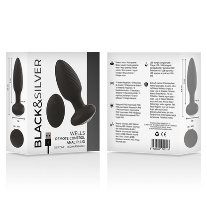 BLACK&SILVER - WELLS PLUG SILICONE ANAL ROTATOR REMOTE CONTROL BLACK&SILVER