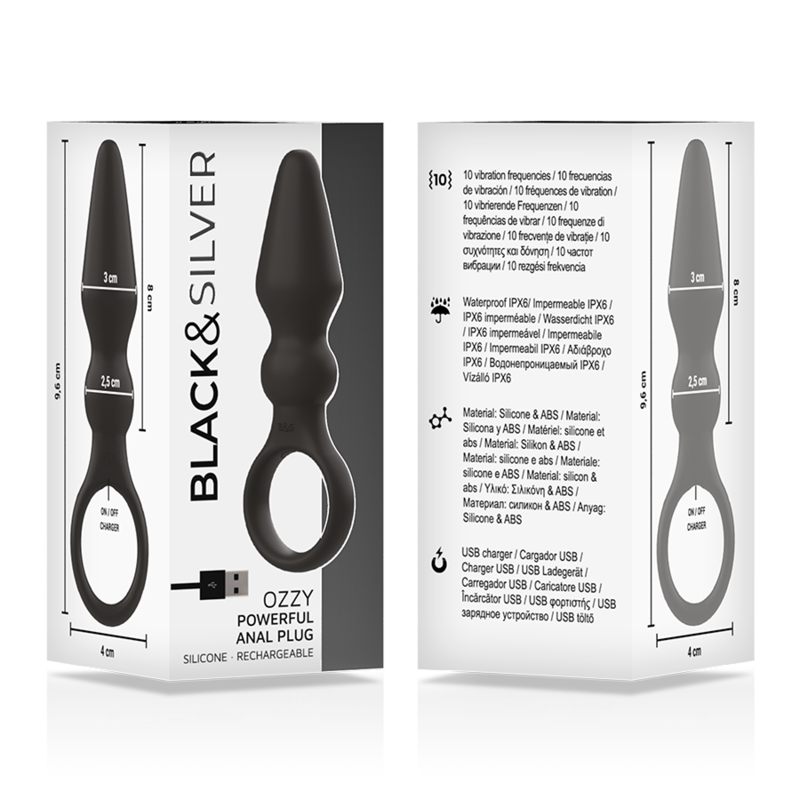 BLACK&amp;SILVER - OZZY KRACHTIGE SILICONEN ANAAL PLUG