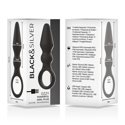 BLACK&amp;SILVER - OZZY KRACHTIGE SILICONEN ANAAL PLUG