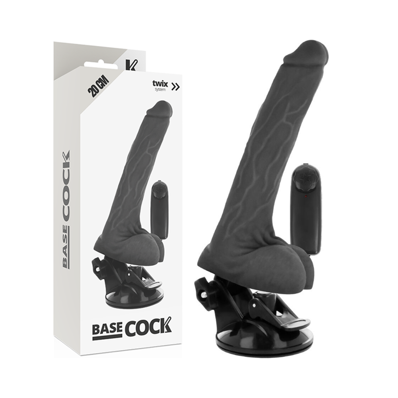 BASECOCK - REALISTIC NATURAL REMOTE CONTROL VIBRATOR WITH TESTICLES 20 CM -O- 4 CM - ToysByMonk