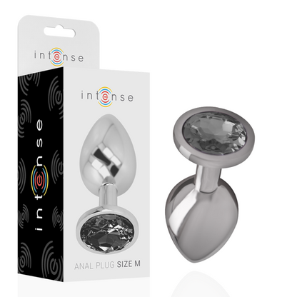 INTENSE - ALUMINUM METAL ANAL PLUG WITH BLACK GLASS SIZE M INTENSE ANAL TOYS