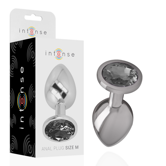 INTENSE - ALUMINUM METAL ANAL PLUG WITH BLACK GLASS SIZE M INTENSE ANAL TOYS