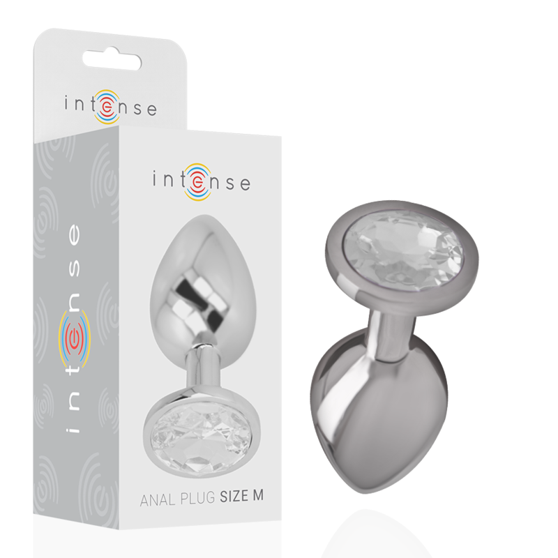 INTENSE - ALUMINUM METAL ANAL PLUG WITH SILVER CRYSTAL SIZE M INTENSE ANAL TOYS