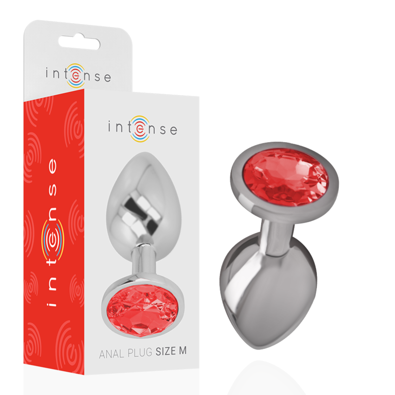INTENSE - METAL ANAL PLUG WITH RED CRYSTAL SIZE M - ToysByMonk