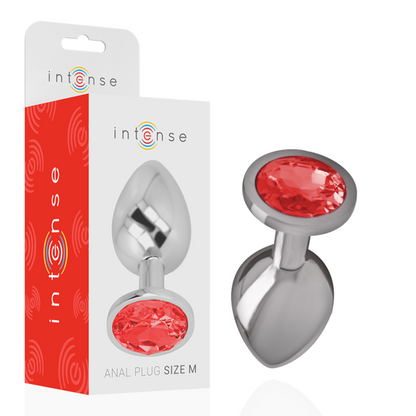 INTENSE - METAL ANAL PLUG WITH RED CRYSTAL SIZE M - ToysByMonk