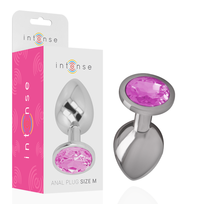 INTENSE - ALUMINUM METAL ANAL PLUG WITH PINK CRYSTAL SIZE M - ToysByMonk