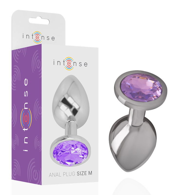 INTENSE - ALUMINUM METAL ANAL PLUG WITH VIOLET CRYSTAL SIZE M INTENSE ANAL TOYS