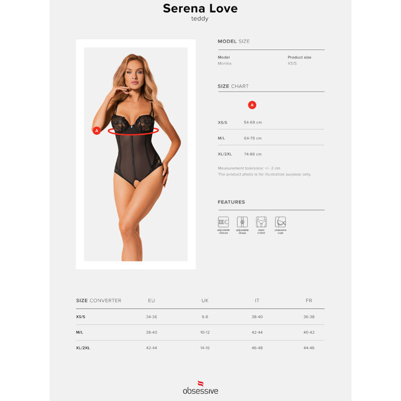 OBSESSIVE - SERENA LOVE CROTCHLESS TEDDY XS/S - ToysByMonk