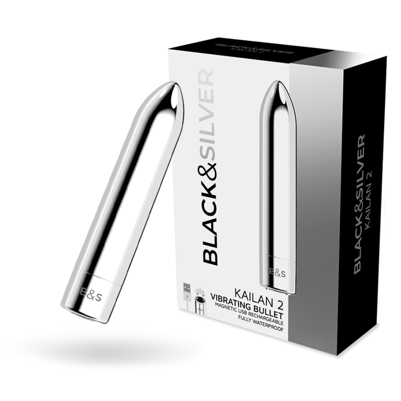 BLACK&SILVER - KAILAN 2 SILVER VIBRATING MAGNETIC BULLET BLACK&SILVER