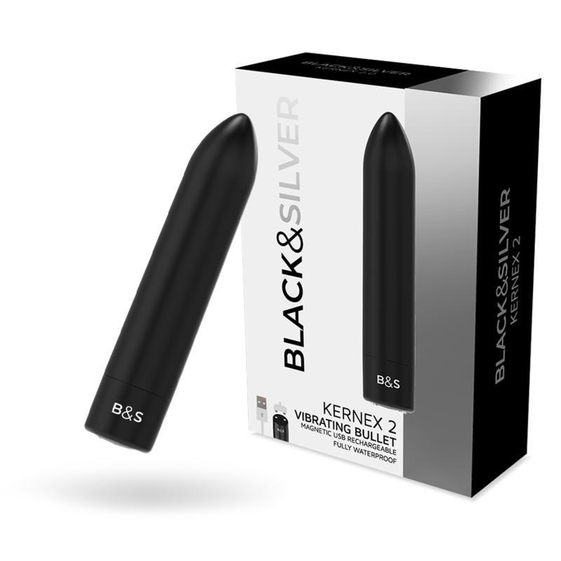 BLACK&SILVER - KERNEX 2 BLACK VIBRATING MAGNETIC BULLET BLACK&SILVER