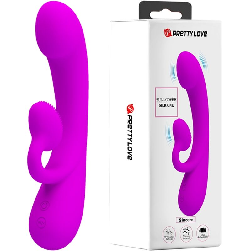 PRETTY LOVE - SINCERE VIBRATOR AND CLITORIS SUCKER PURPLE SILICONE - ToysByMonk
