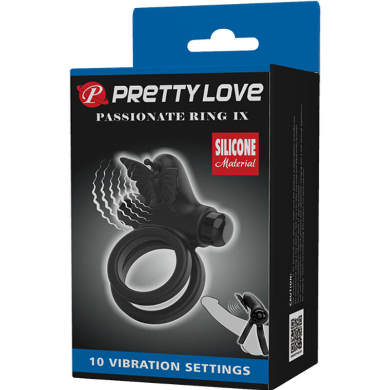 PRETTY LOVE - DOUBLE VIBRATING RING WITH BLACK STIMULATOR PRETTY LOVE MALE