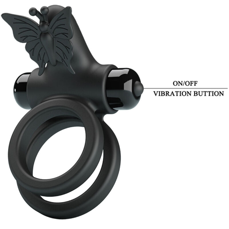 PRETTY LOVE - DOUBLE VIBRATING RING WITH BLACK STIMULATOR PRETTY LOVE MALE
