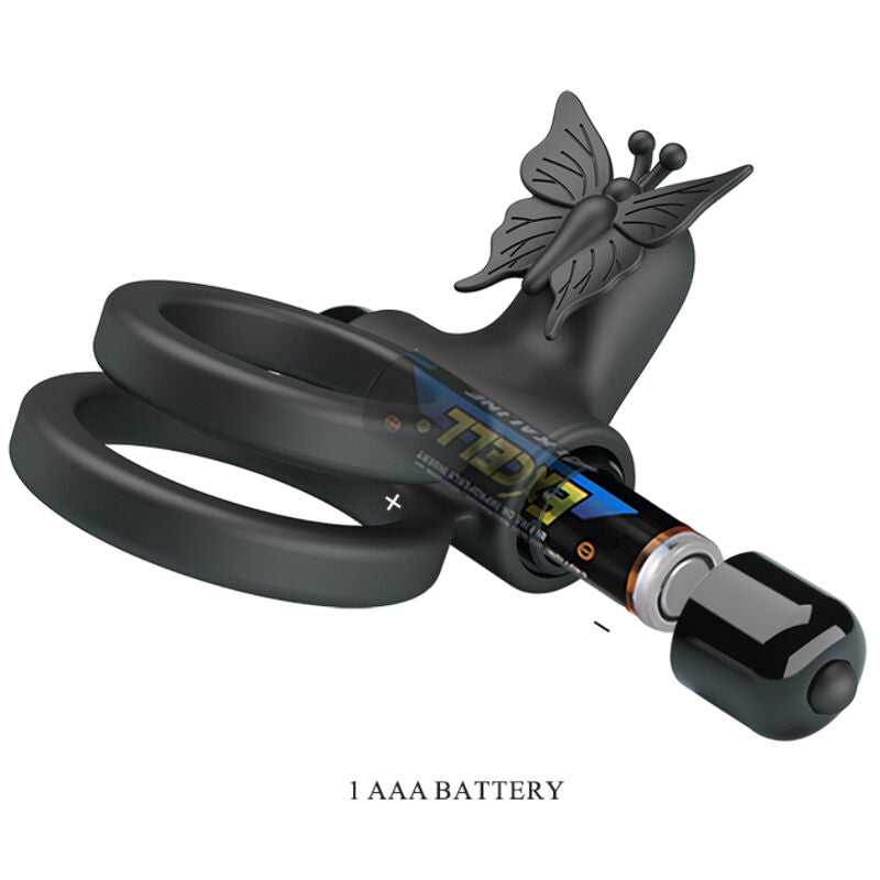 PRETTY LOVE - DOUBLE VIBRATING RING WITH BLACK STIMULATOR PRETTY LOVE MALE
