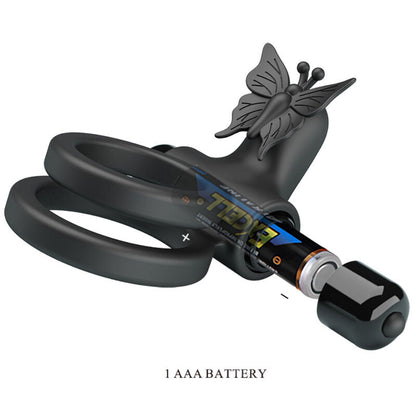 PRETTY LOVE - DOUBLE VIBRATING RING WITH BLACK STIMULATOR PRETTY LOVE MALE