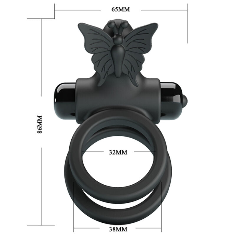 PRETTY LOVE - DOUBLE VIBRATING RING WITH BLACK STIMULATOR PRETTY LOVE MALE