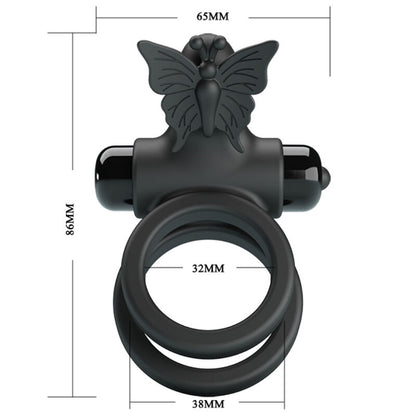 PRETTY LOVE - DOUBLE VIBRATING RING WITH BLACK STIMULATOR PRETTY LOVE MALE
