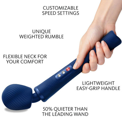 FUN FACTORY - VIM SILICONE RECHARGEABLE VIBRATING WEIGHTED RUMBLE WAND MIDNIGHT BLUE - ToysByMonk
