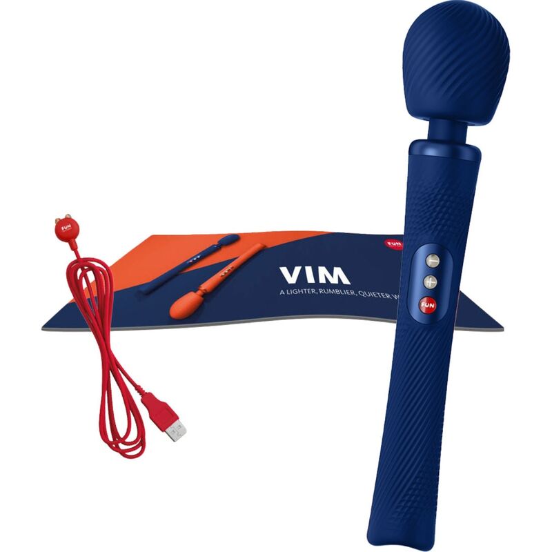FUN FACTORY - VIM SILICONE RECHARGEABLE VIBRATING WEIGHTED RUMBLE WAND MIDNIGHT BLUE - ToysByMonk