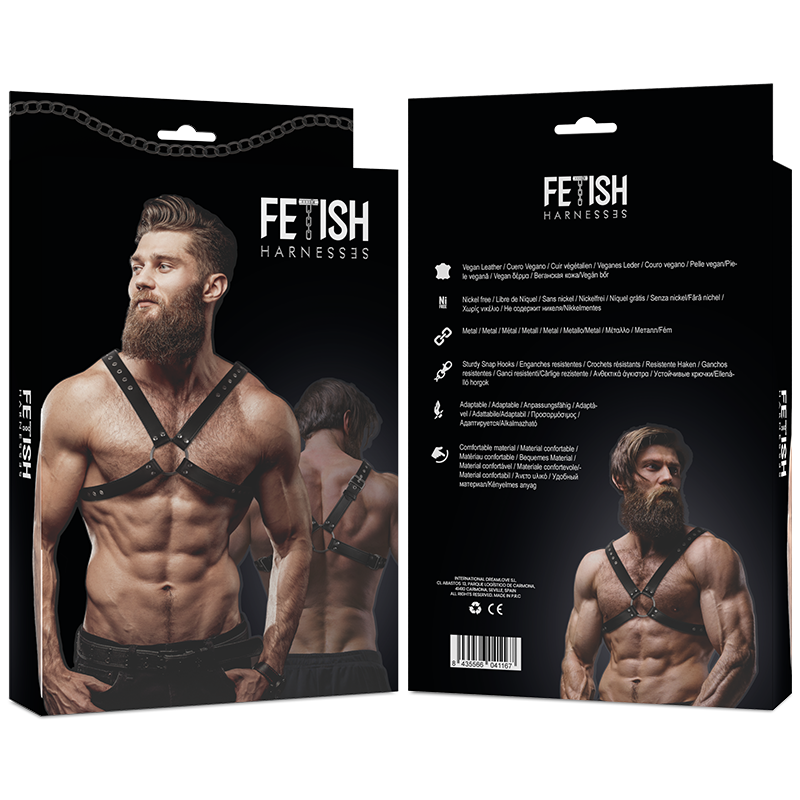 FETISH SUBMISSIVE ATTITUDE - MEN'S CROSS CHEST ECO-LEATHER HARNESS - ToysByMonk