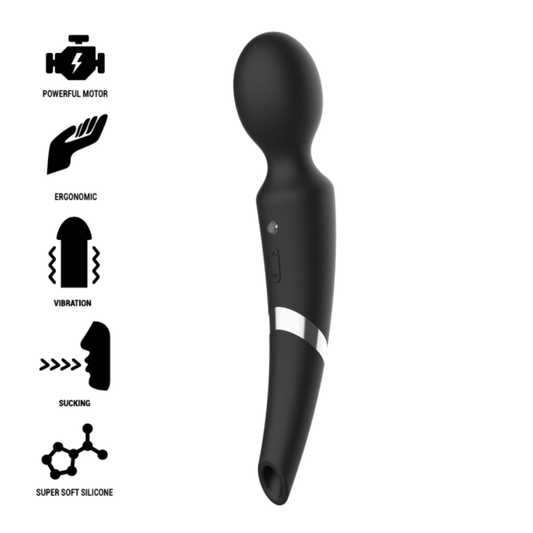 BLACK&SILVER - BECK RECHARGEABLE SILICONE MASSAGER AND SUCTION BLACK BLACK&SILVER