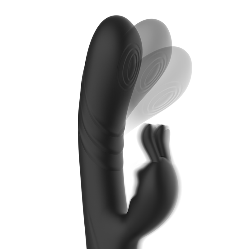 BLACK&SILVER - JAMIE RECHARGEABLE SILICONE RABBIT STIMULATOR BLACK - ToysByMonk