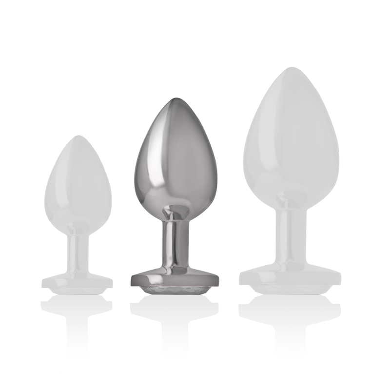 INTENSE - ALUMINUM METAL ANAL PLUG WHITE HEART SIZE M - ToysByMonk