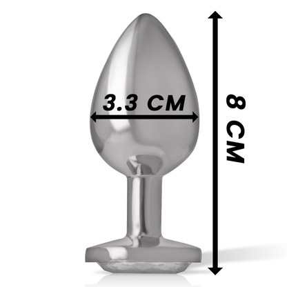 INTENSE - ALUMINUM METAL ANAL PLUG WHITE HEART SIZE M - ToysByMonk