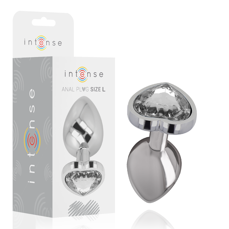 INTENSE - ANAL PLUG METAL ALUMINUM WHITE HEART SIZE L - ToysByMonk